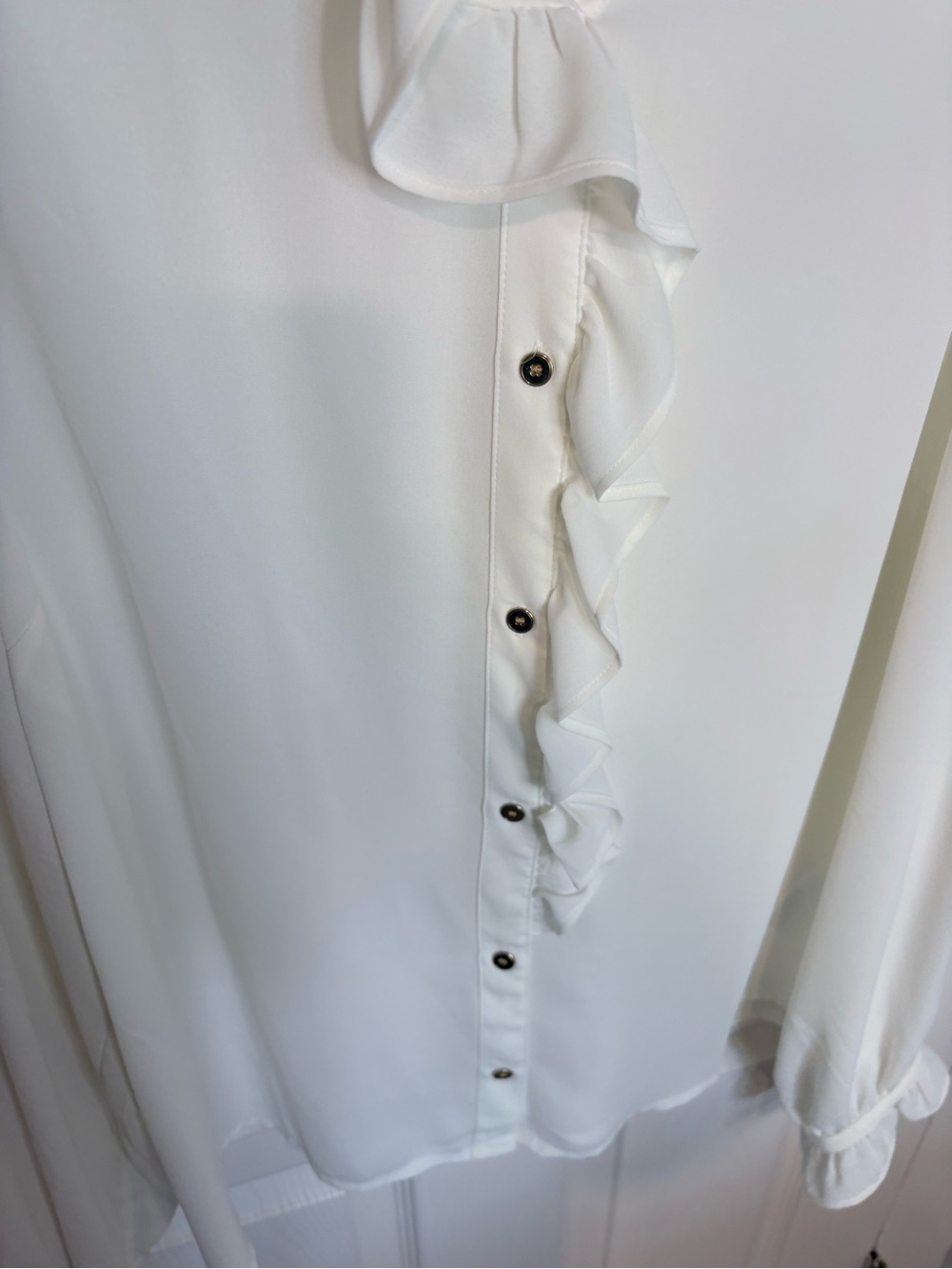 J.Crew Drapey Cottage Top Ruffle Neck Blouse Ivory Cream Size 16 - Picture 6 of 10